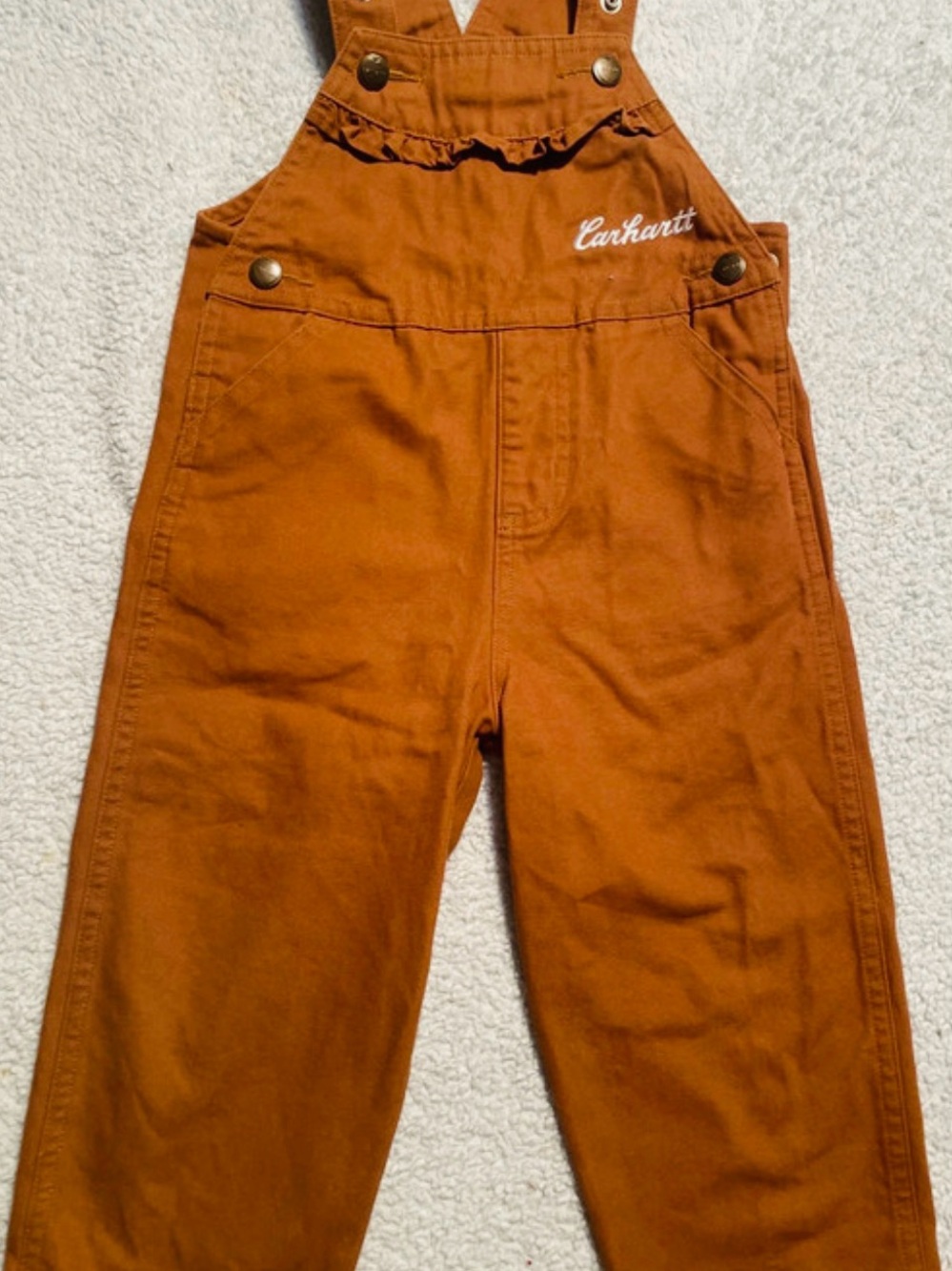 Carhartt Kids Orange Overalls with Signature Chest Pocket